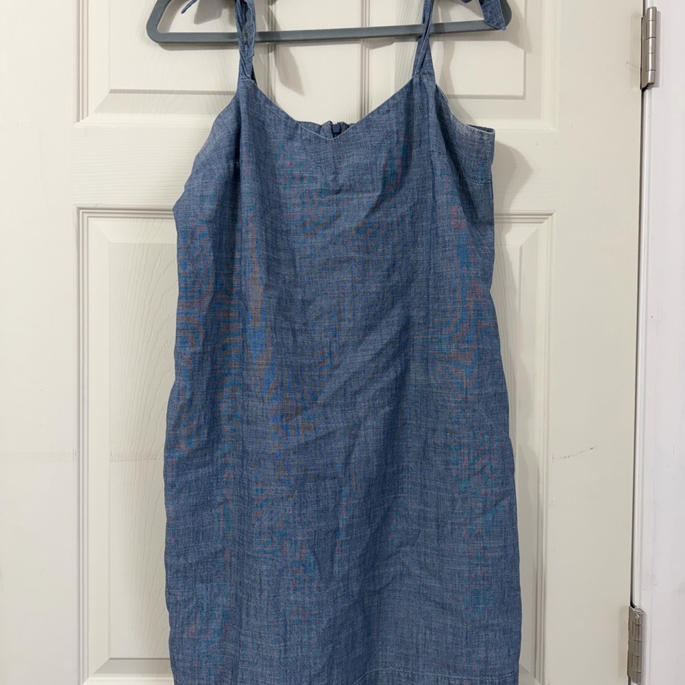 J. Crew Chambray Spaghetti Strap Mini Dress in Blue